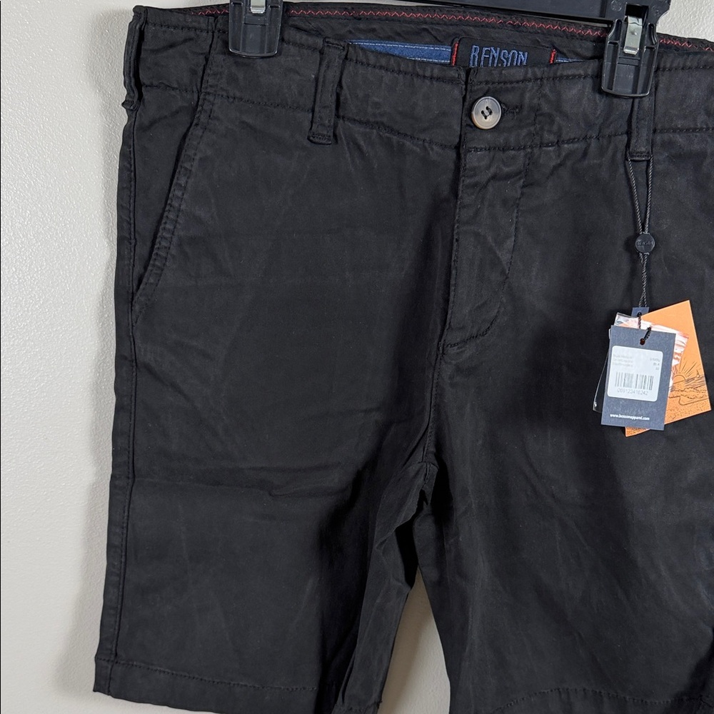 Benson Men's Black Flat-Front Shorts - Picture 3 of 5